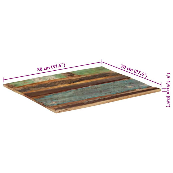 Tischplatte Rechteckig 70x80 cm 15-16 mm Altholz Massiv
