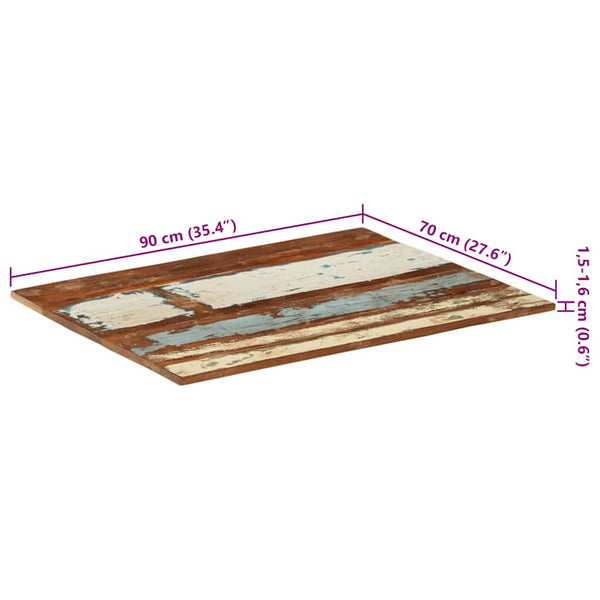 vidaXL Plateau de table rectangulaire 70x90 cm 15-16 mm Bois de récupération massif