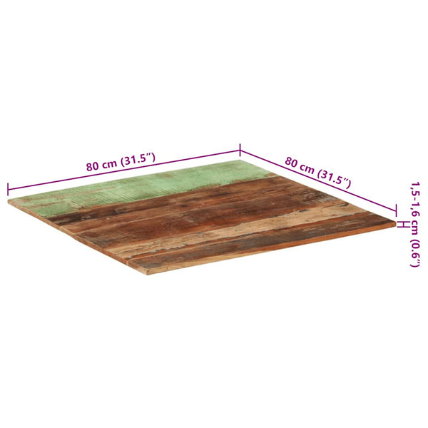 Tischplatte Quadratisch 80x80 cm 15-16 mm Altholz Massiv