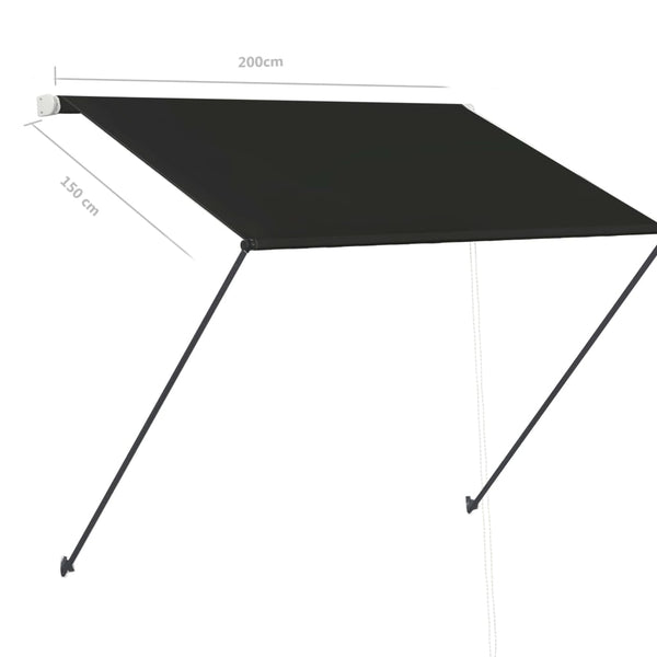 Einziehbare Markise mit LED 200×150 cm Anthrazit