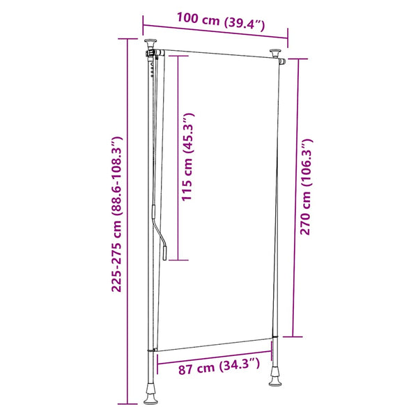 Außenrollo 100 x 270 cm Creme