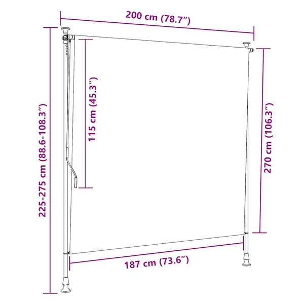 Außenrollo 200 x 270 cm Creme