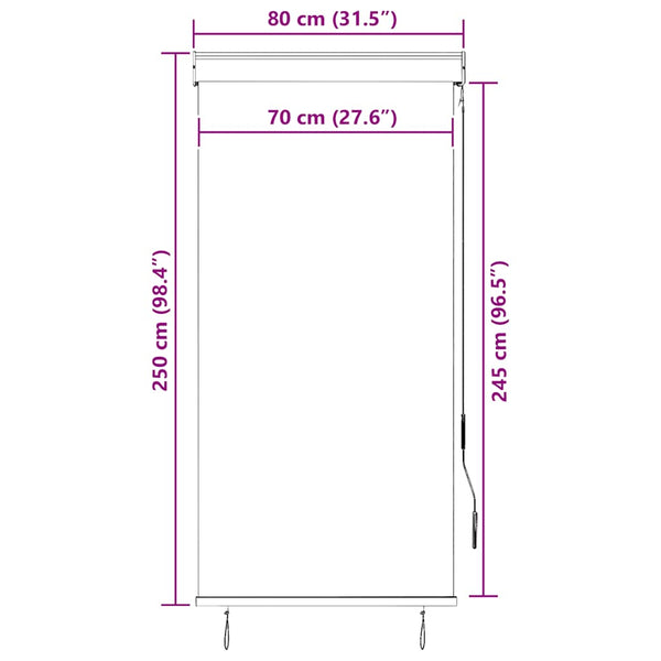 Außenrollo 80 x 250 cm Weiß und Orange