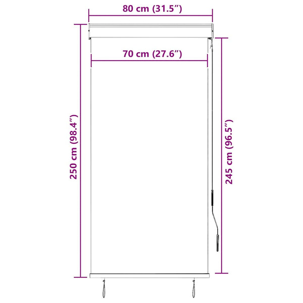 Außenrollo 80 x 250 cm Cremeweiß