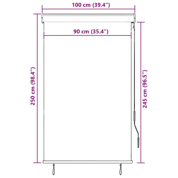 Außenrollo 100 x 250 cm Orange und Braun