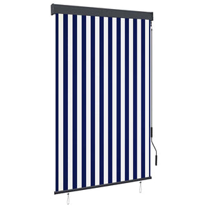 Außenrollo 120 x 250 cm Blau und Weiß