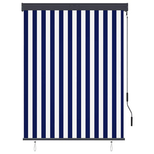 Außenrollo 120 x 250 cm Blau und Weiß