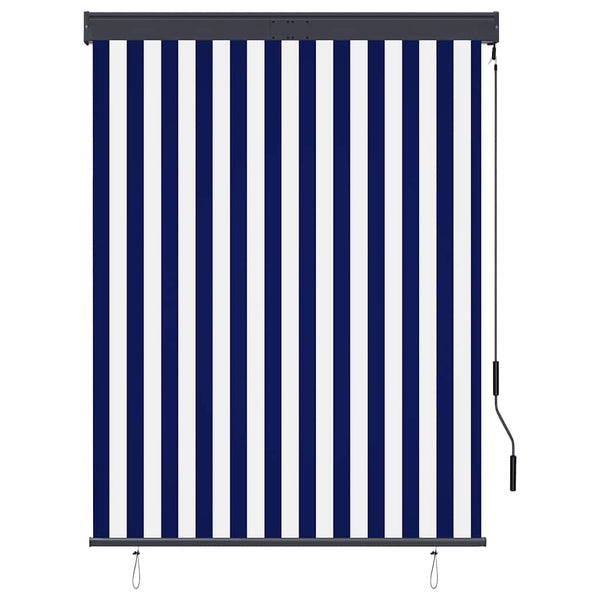 Außenrollo 120 x 250 cm Blau und Weiß