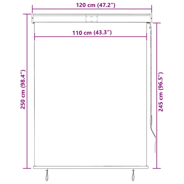 Außenrollo 120 x 250 cm Gelb und Blau