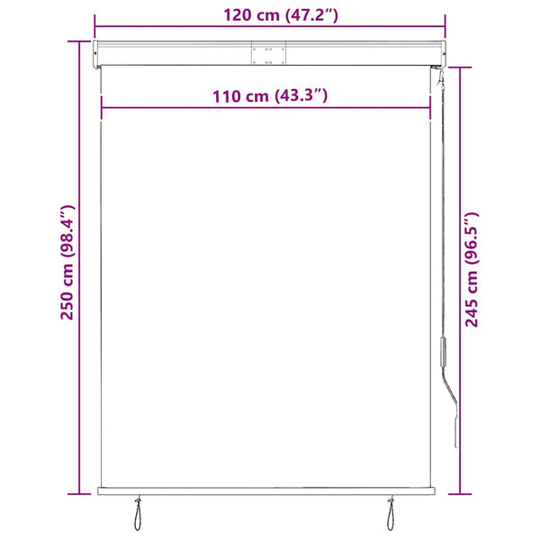 Außenrollo 120 x 250 cm Weiß und Orange