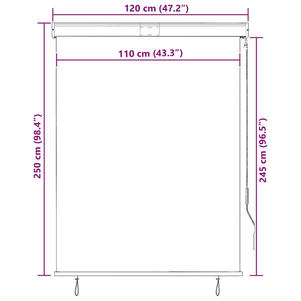 Außenrollo 120 x 250 cm Orange und Braun