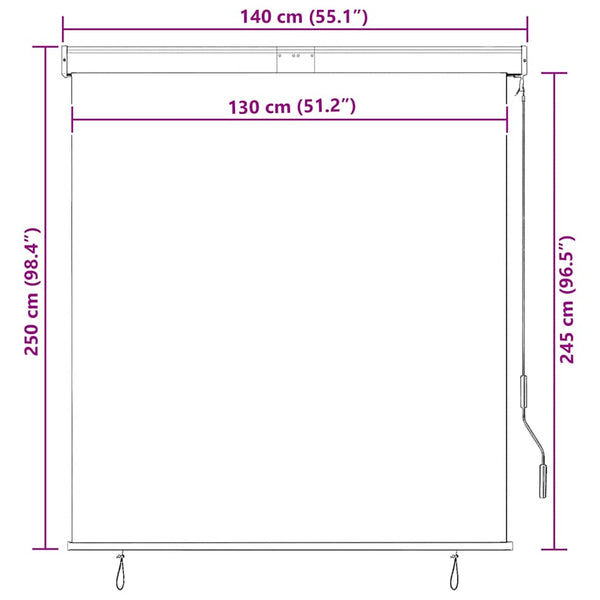 Außenrollo 140x250 cm Blau und Weiß