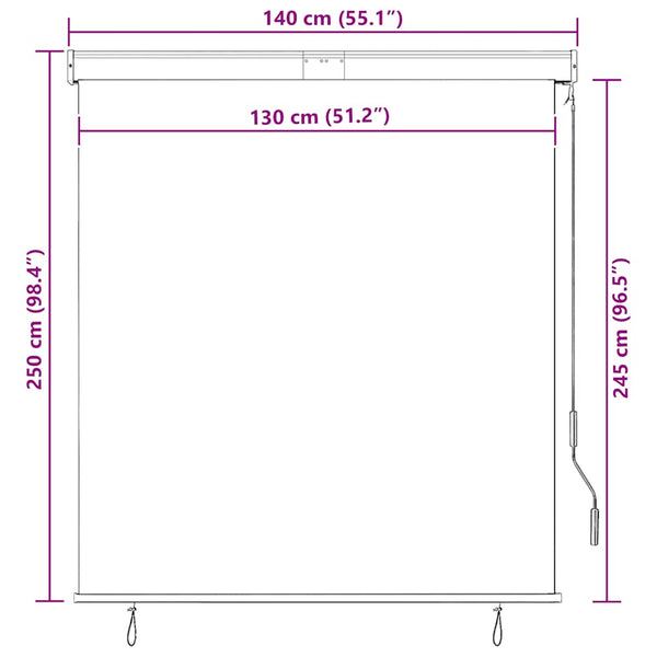 Außenrollo 140x250 cm Weiß und Orange