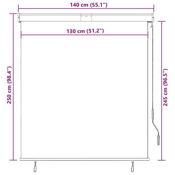 vidaXL Store extérieur 140x250 cm Anthracite