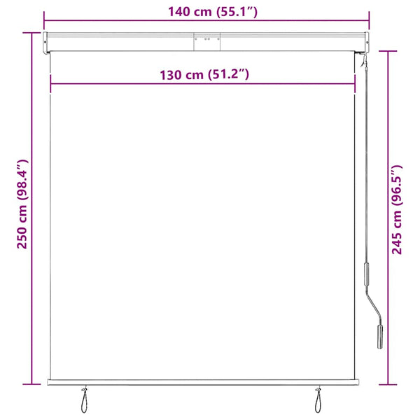 Außenrollo 140x250 cm Orange und Braun