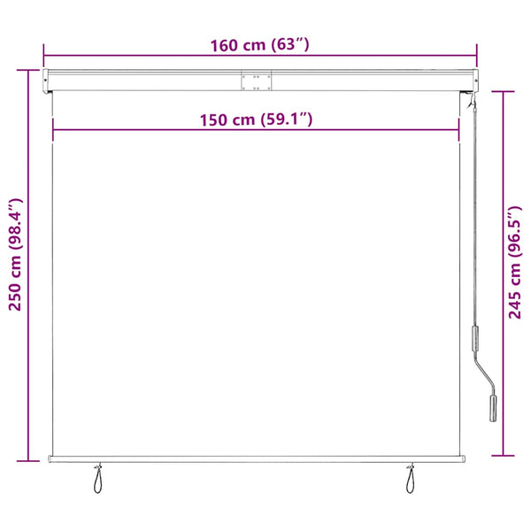 Außenrollo 160x250 cm Weiß und Orange