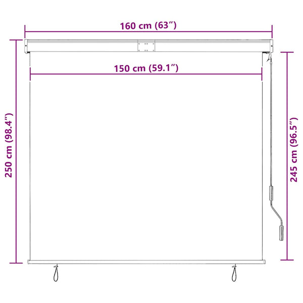 Außenrollo 160x250 cm Orange und Braun