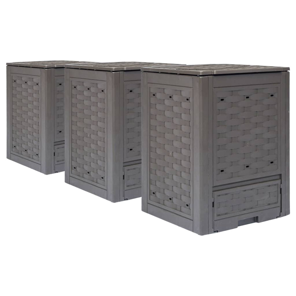 vidaXL Composteur de jardin 3 pcs Marron 60x60x83cm 900 L Plastique Rotin