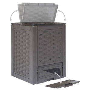 Gartenkomposter 3 Stk. Braun 60x60x83cm 900 L Kunststoff Rattan