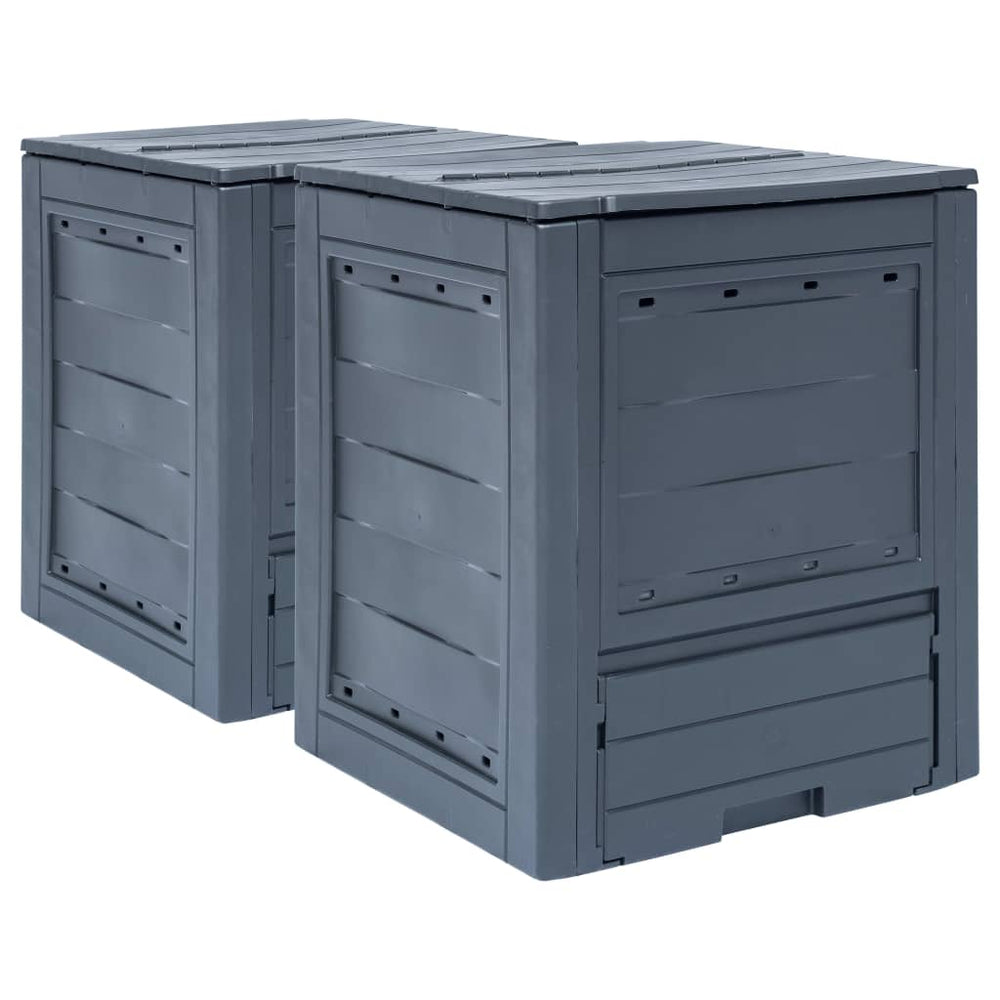 vidaXL Composteur de jardin 2 pcs Gris 60 x 60 x 73 cm 520 L