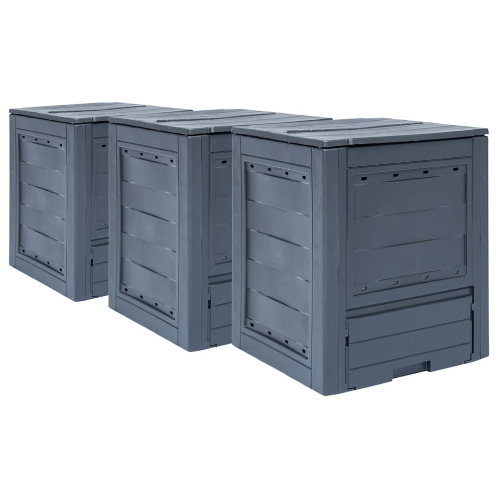 vidaXL Composteur de jardin 3 pcs Gris 60 x 60 x 73 cm 780 L