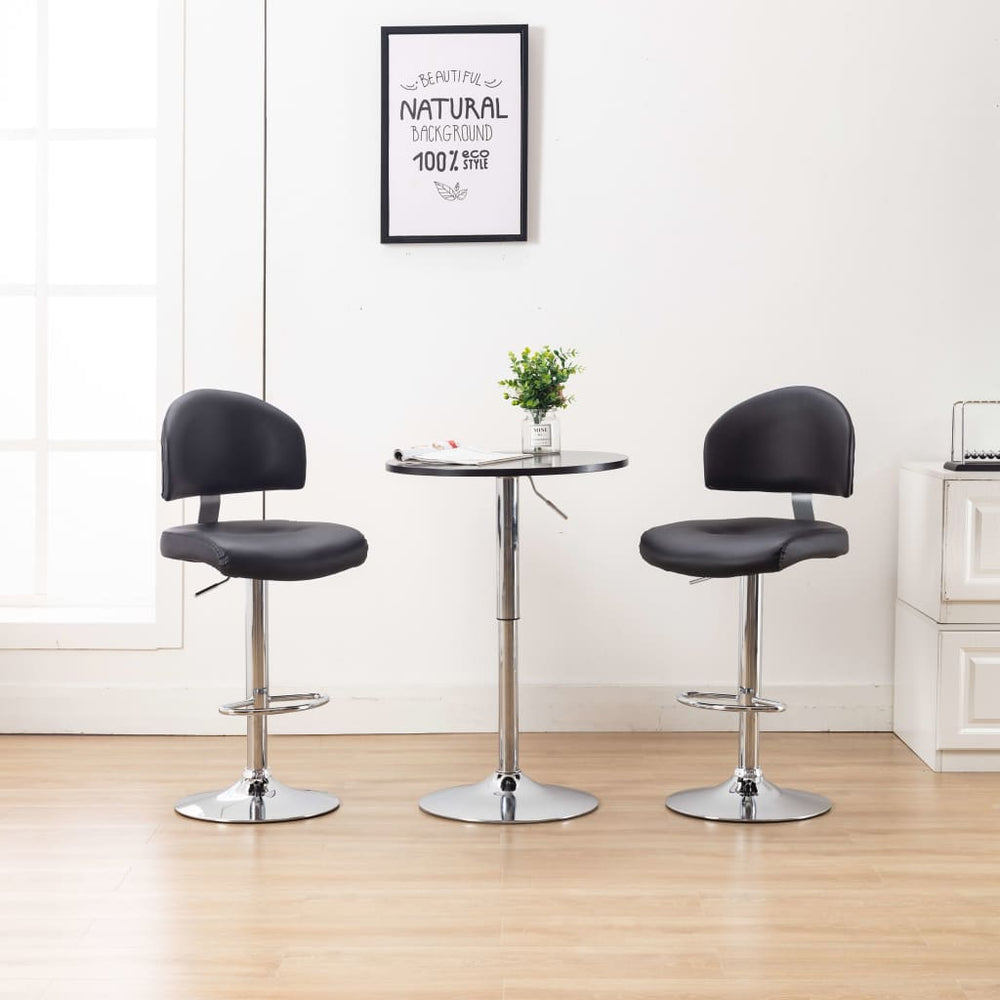 vidaXL Bar Stools 2 pcs Black Faux Leather