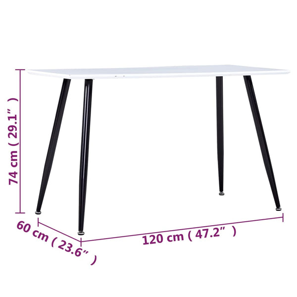 Esstisch Weiß und Schwarz 120×60×74 cm MDF
