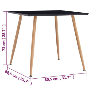 vidaXL Table à manger noir et chêne 80,5x80,5x73 cm MDF
