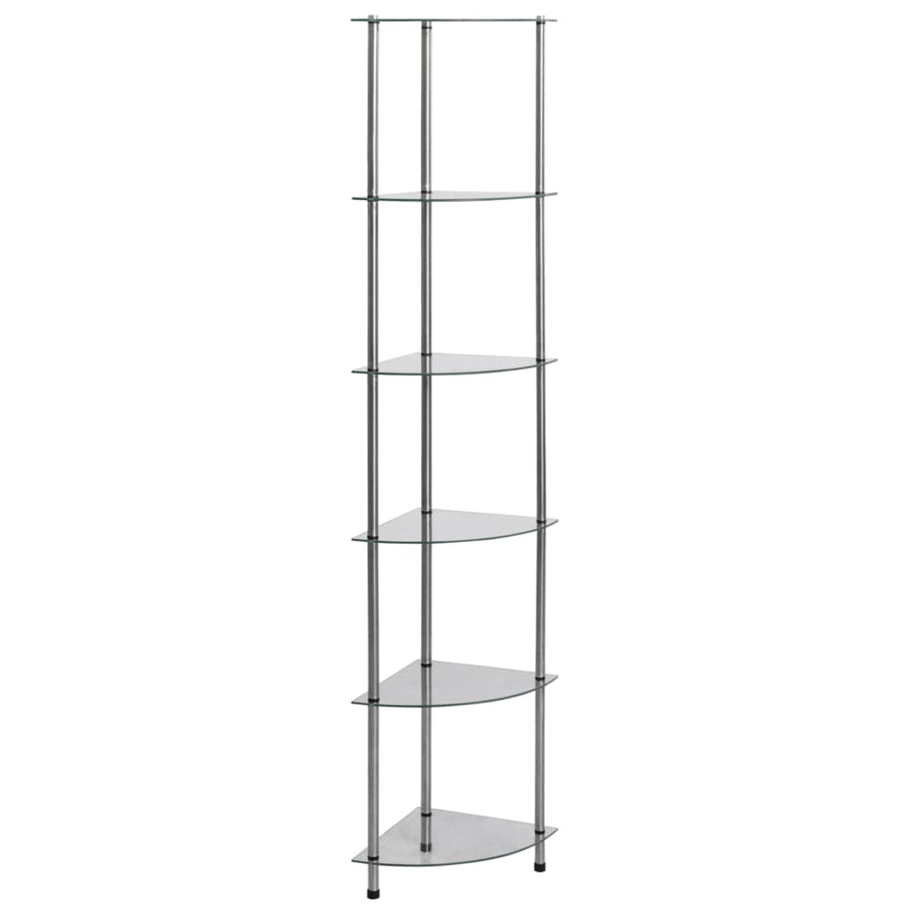 Regal mit 6 Ablagen Transparent 30x30x160 cm Hartglas