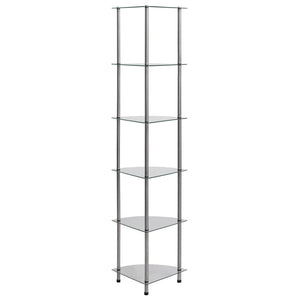 Regal mit 6 Ablagen Transparent 30x30x160 cm Hartglas