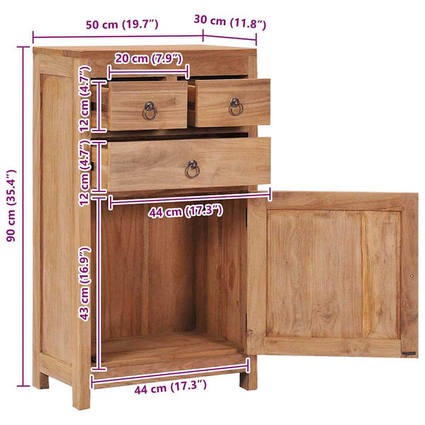 Sideboard 50x30x90 cm Massivholz Teak