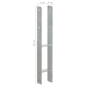 Pfostenträger 2 Stk. Silbern 9×6×60 cm Verzinkter Stahl