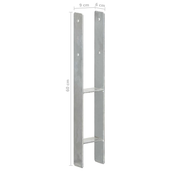 Pfostenträger 2 Stk. Silbern 9×6×60 cm Verzinkter Stahl