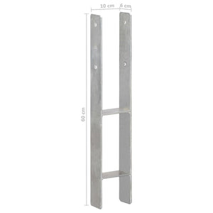 Pfostenträger 6 Stk. Silbern 10×6×60 cm Verzinkter Stahl