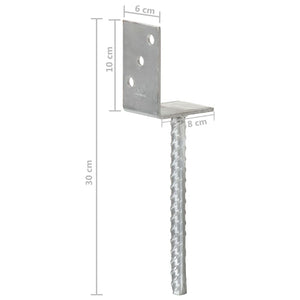 Pfostenträger 6 Stk. Silbern 8×6×30 cm Verzinkter Stahl