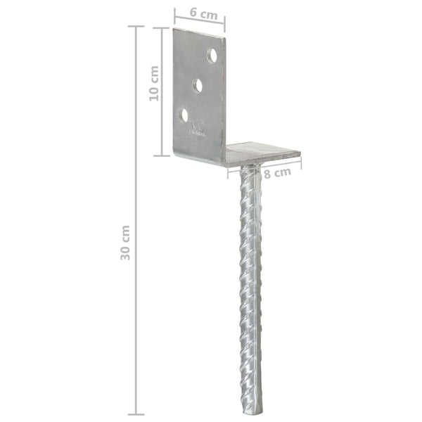 Pfostenträger 6 Stk. Silbern 8×6×30 cm Verzinkter Stahl