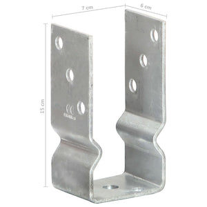 Pfostenträger 12 Stk. Silbern 7×6×15 cm Verzinkter Stahl