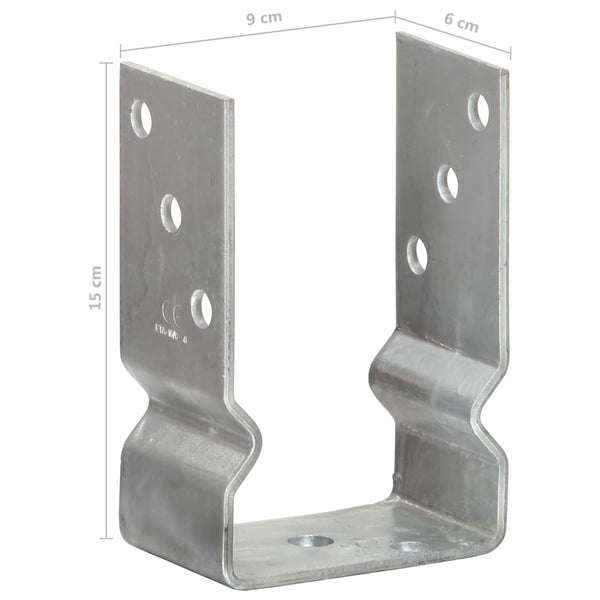 Pfostenträger 12 Stk. Silbern 9×6×15 cm Verzinkter Stahl