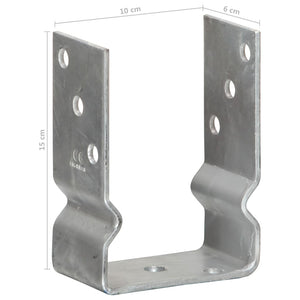Pfostenträger 6 Stk. Silbern 10×6×15 cm Verzinkter Stahl