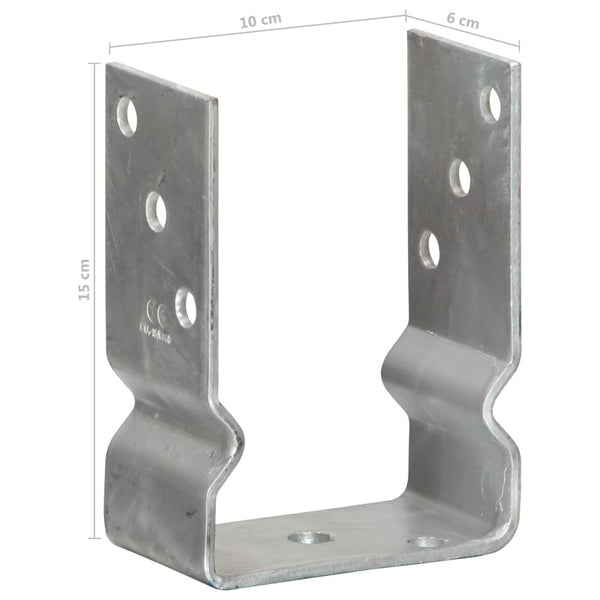 Pfostenträger 6 Stk. Silbern 10×6×15 cm Verzinkter Stahl