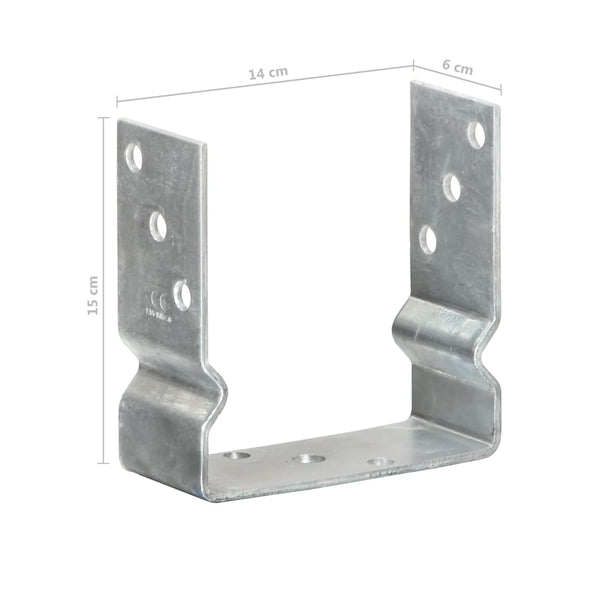 Pfostenträger 12 Stk. Silbern 14×6×15 cm Verzinkter Stahl