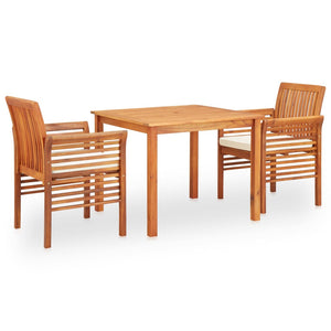vidaXL Salon de jardin 3 pcs avec coussins Bois d'acacia massif
