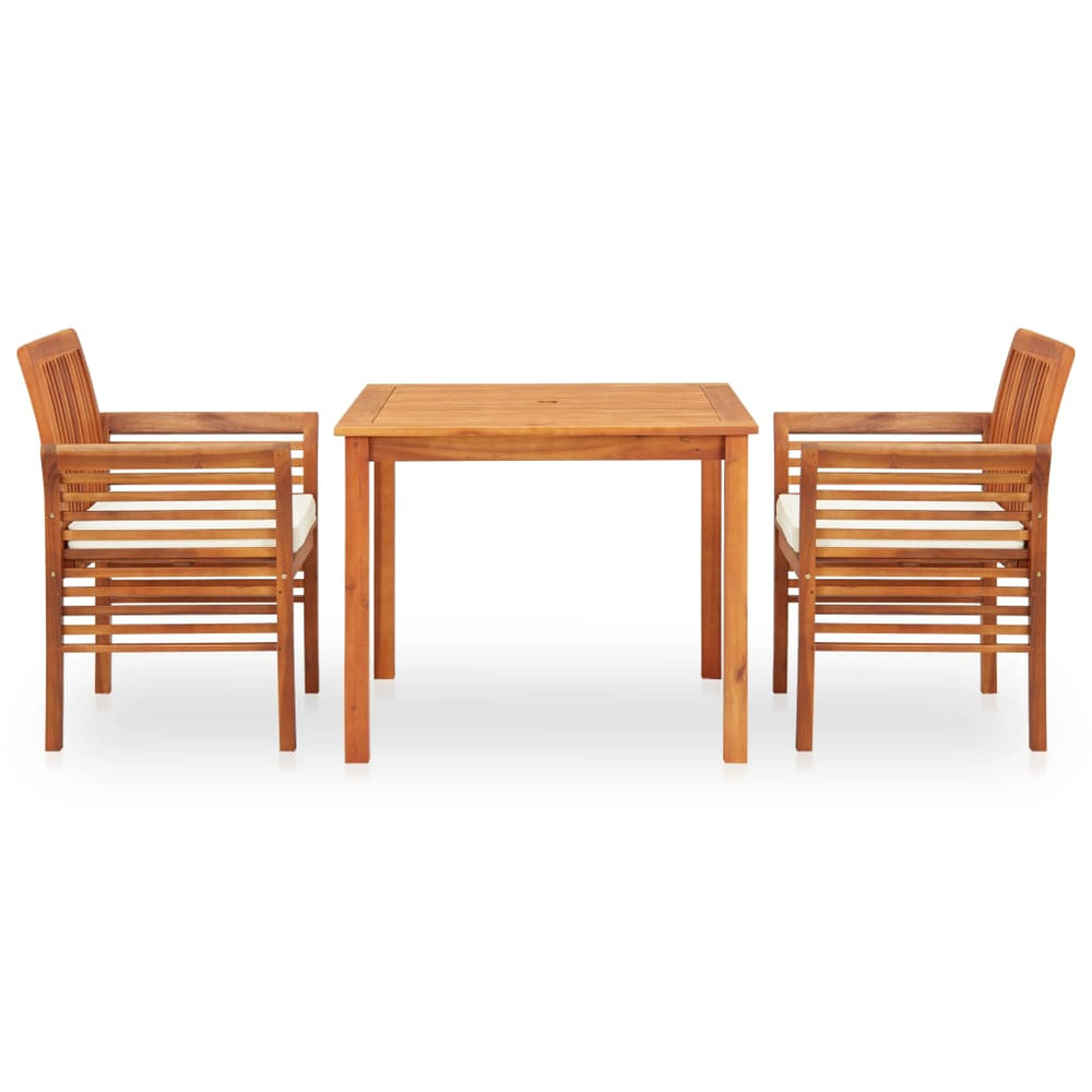 vidaXL Salon de jardin 3 pcs avec coussins Bois d'acacia massif
