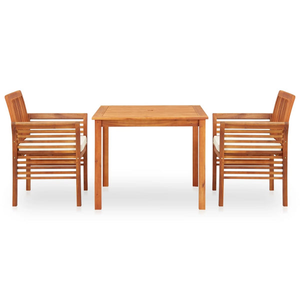 vidaXL Salon de jardin 3 pcs avec coussins Bois d'acacia massif