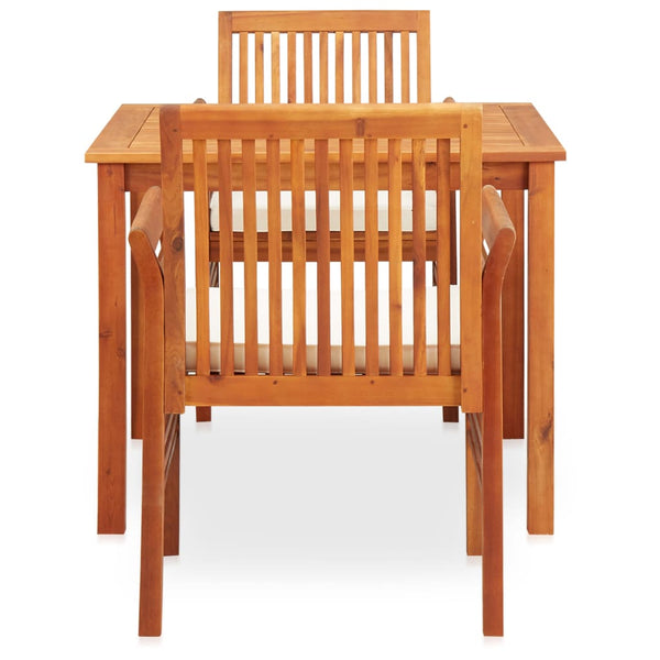 vidaXL Salon de jardin 3 pcs avec coussins Bois d'acacia massif