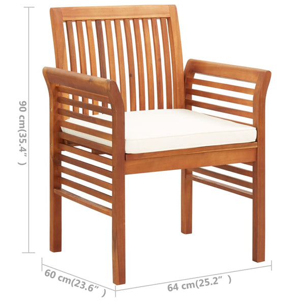 vidaXL Salon de jardin 3 pcs avec coussins Bois d'acacia massif