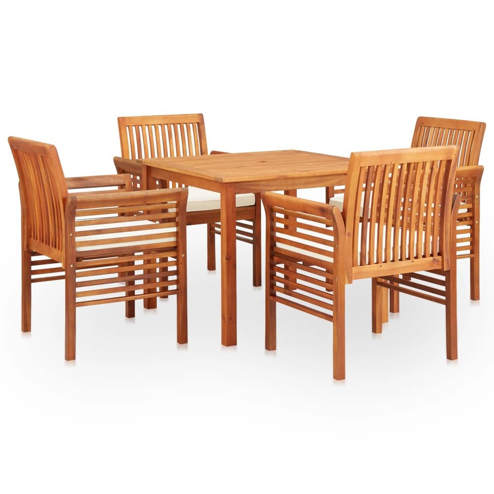 vidaXL Ensemble repas de jardin 5 pcs avec coussins Bois d'acacia massif