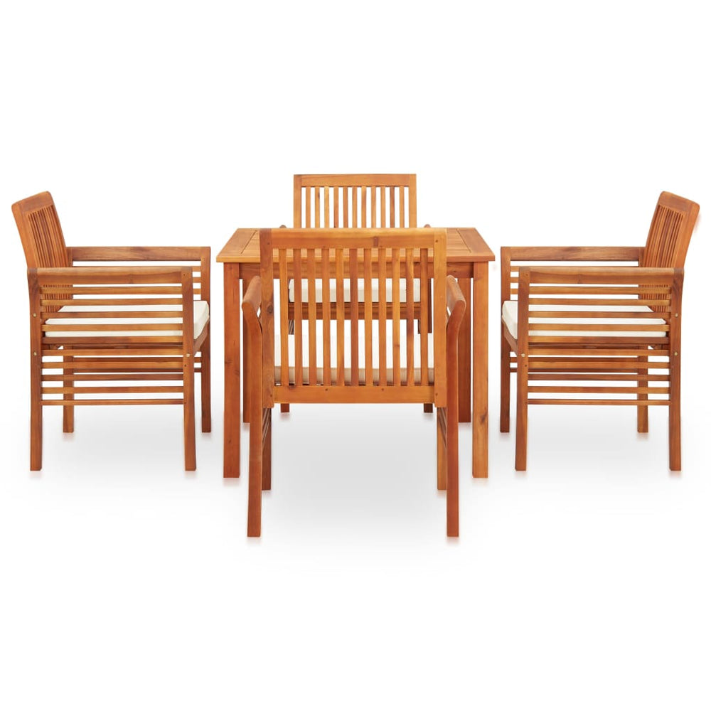 vidaXL Ensemble repas de jardin 5 pcs avec coussins Bois d'acacia massif