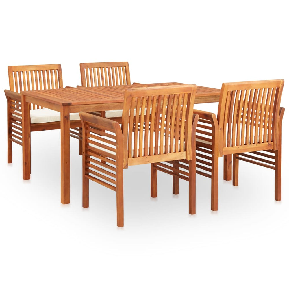 vidaXL Ensemble repas de jardin 5 pcs avec coussins Bois d'acacia massif