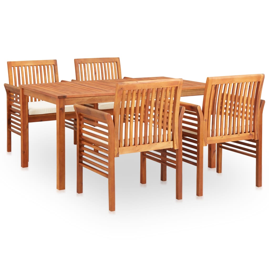 vidaXL Ensemble repas de jardin 5 pcs avec coussins Bois d'acacia massif
